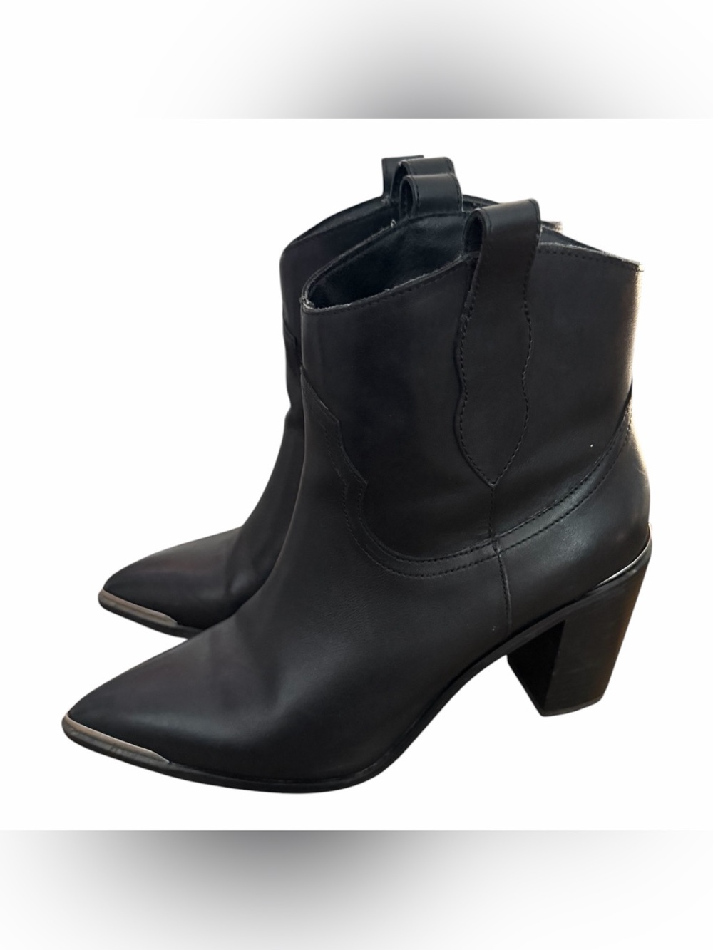 Steve Madden Black Pointed Western Ankle Boots